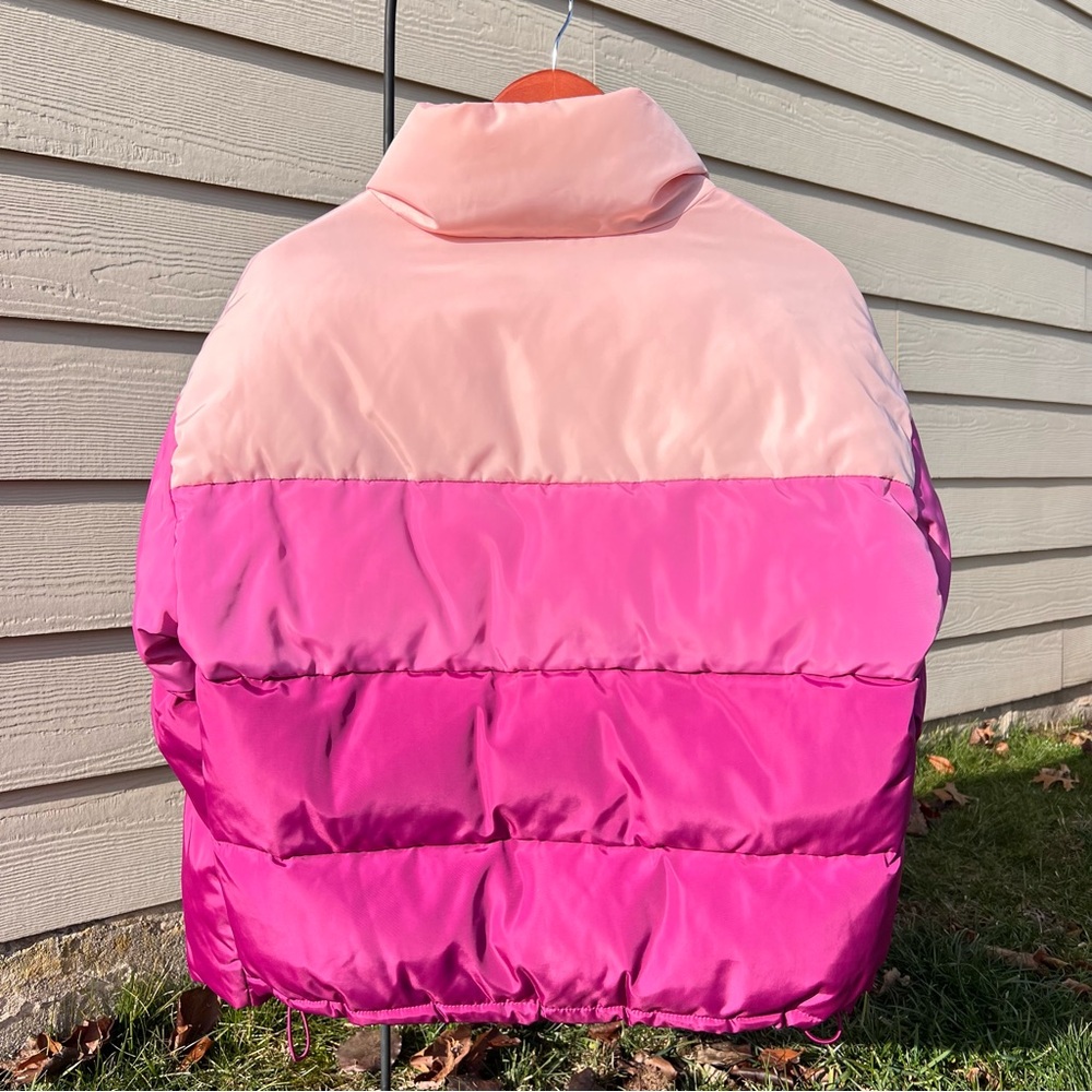 Rebecca Minkoff Vibrant Pink and Cream Puffer Jacket - Picture 5 of 9